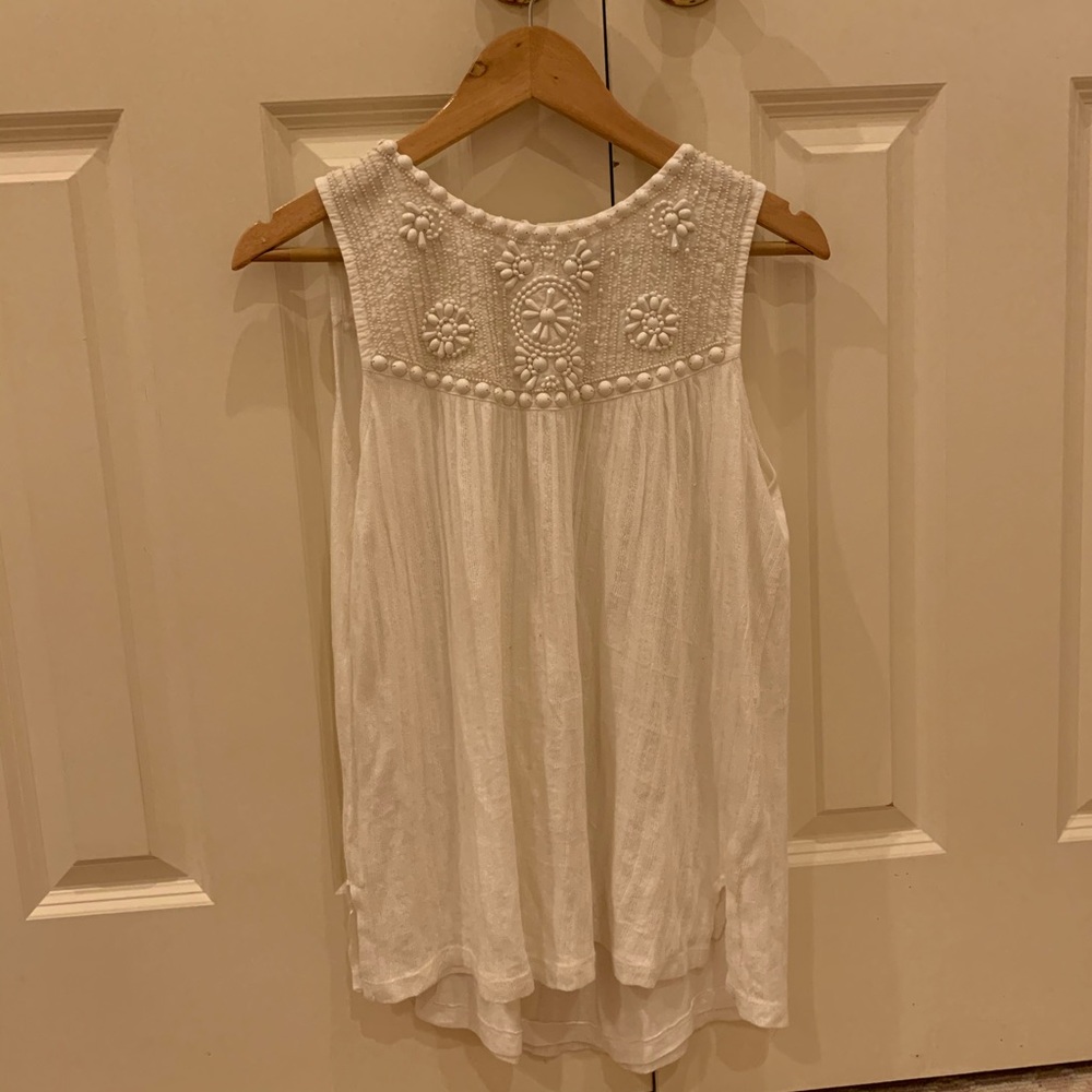 Anthropologie white beaded tank. Size small.